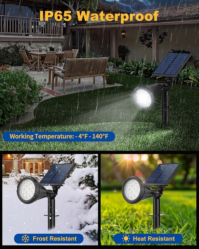 Solar Spot Lights Outdoor, 10 Pack Outdoor Solar Lights for Yard, 4 Lighting Mode Solar Landscape Spotlights with Auto On/Off, 2-in-1 Waterproof Wall Lights for Garden, Walkway (Cool White)