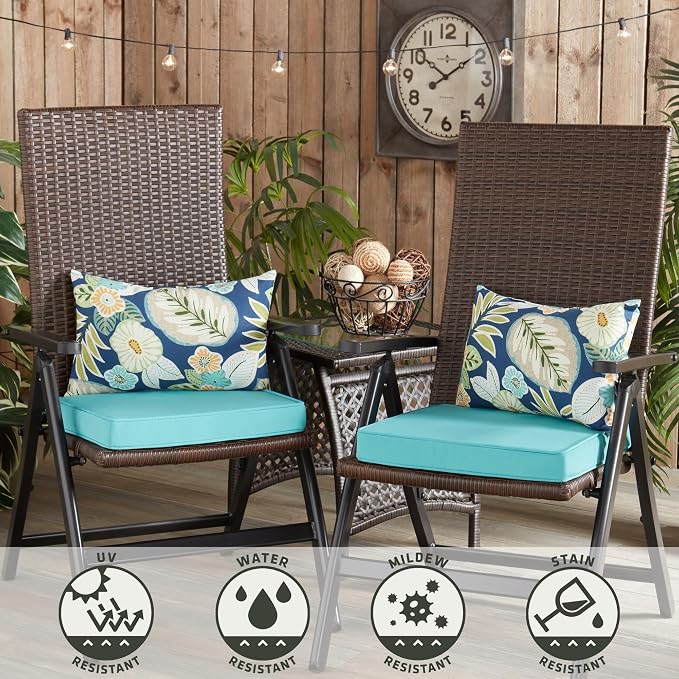 Greendale Home Fashions 2-Pack Outdoor 19x12 inch Rectangle Decorative Throw Pillow, Magnolia Floral