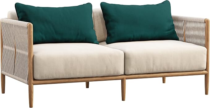 Indoor/Outdoor Polyester Fabric Lumbar Pillow Cover, All-Weather Waterproof Rectangular Cushion Case for Patio Furniture, 16 x 24 Set of 2 -Teal Blue