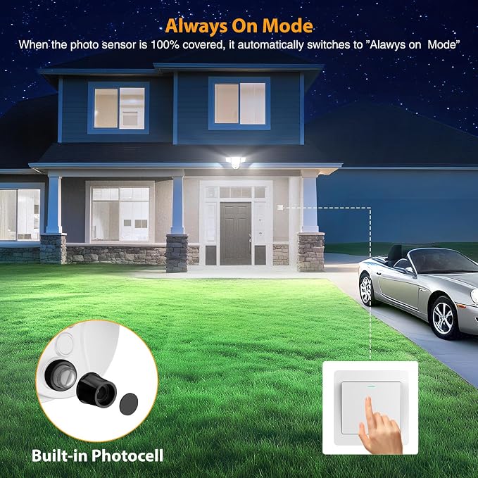 Onforu Dusk to Dawn Outdoor Lighting,90W 10000LM Flood Lights Outdoor,IP66 Waterproof White LED Security Light with Photocell,6500k Daylight 4 Heads Exterior Light Fixture for Yard,Patio,Garden