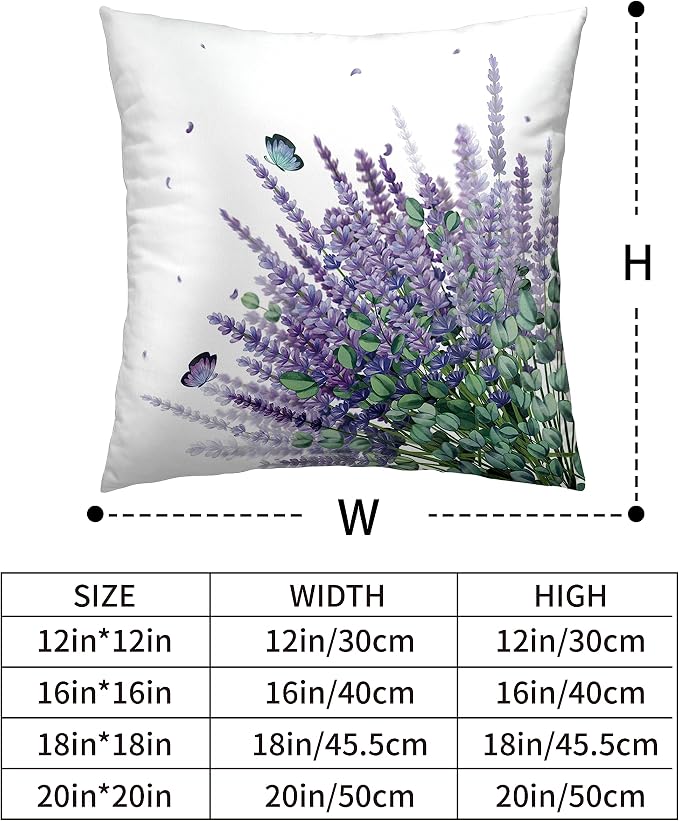 Purple Lavender Pillow Covers 18x18 Set of 2 Modern Art Butterfly Throw Pillow Covers Spring Summer Farmhouse Square Pillowcases for Outdoor Sofa Garden Living Room