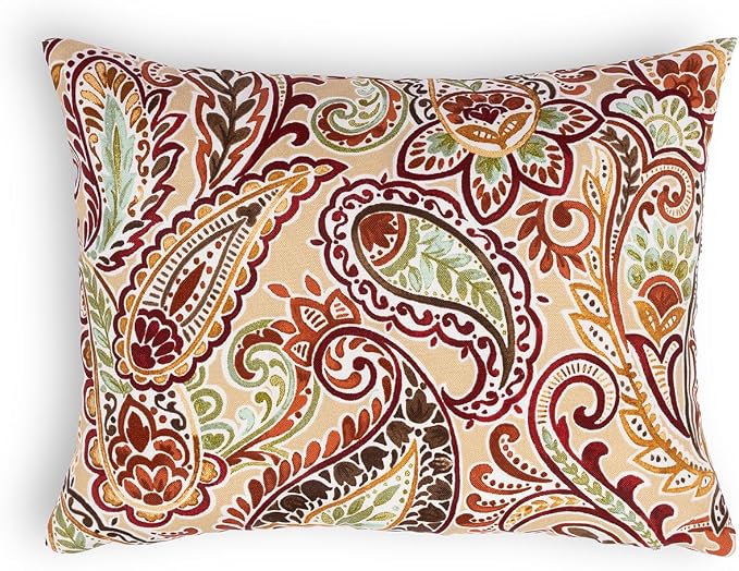 Sherry Kline Paisley Floral Pattern Set of Two 13"X18" Pillows Filled with 100% White Polyester