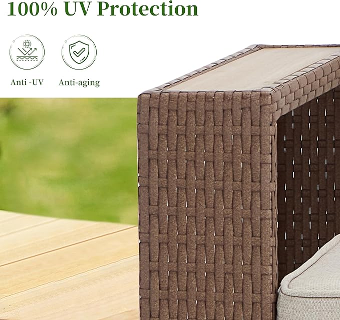 Bonzy Home Patio 4 Seater Couch, Outdoor Sectional Sofa with Widened Armrest and Extra-Thick Soft Cushions, Modular Outdoor Sectional Sofa for Porch, Garden Poolside Balcony
