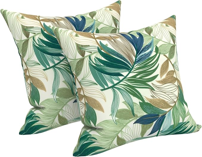 LVTXIII Outdoor Pillows 20x20 Inch, 2 Pack Large Decorative Square Throw Pillows with Inserts for Couch, Bed, Floor Seating, Patio Furniture, Lush Leaf Green