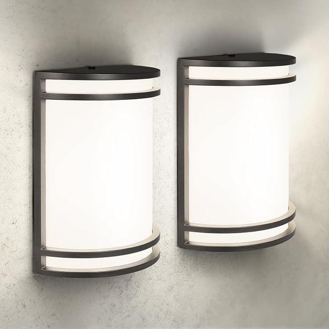 ASD 10 Inch LED Outdoor Sconce Lights - 15W 120-277V 3000K 4000K 5000K Bronze Exterior Lighting Fixtures, Dimmable Exterior Lights for House, Modern Patio Wall Light Fixture ETL 2 Pack
