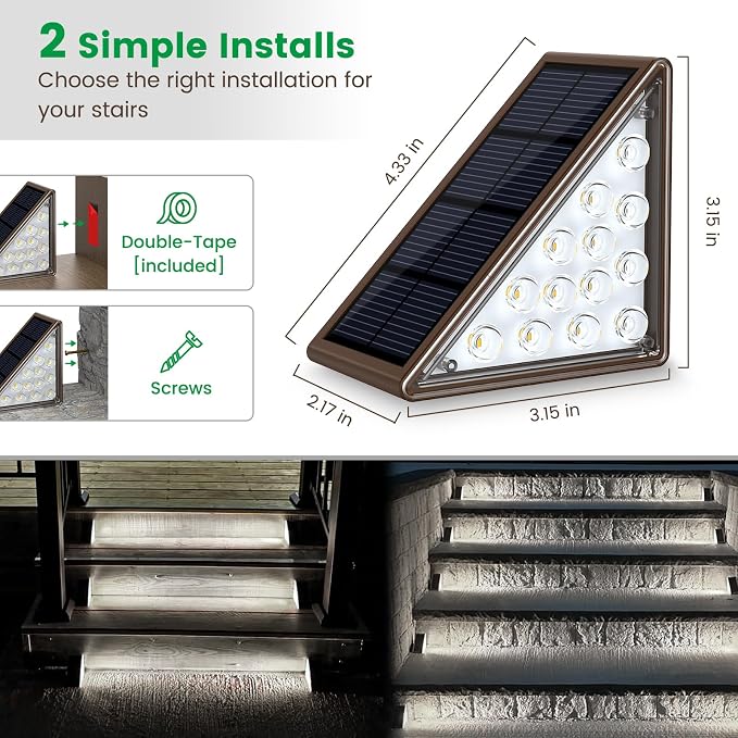 JOFIOS Solar Step Lights for Outside, 24-Pack Waterproof IP67 Deck Lights for Staircase, Patio, Front Step (Cool White)