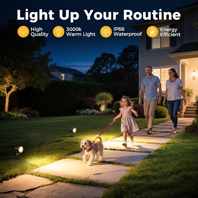 L LOHAS LED 5W Dusk to Dawn Outdoor Spotlight 3000K Landscape Light 8 Pack | Dusk to Dawn Outdoor Spotlights with Warm White Light, Landscape Lighting for Yard, Garden, House and Pathway Areas