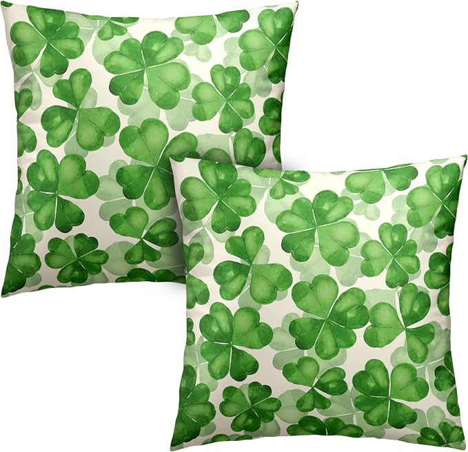 Saint Patricks Day Pillow Covers 24x24 Green Clover Pillow Case Set of 2 Lucky Charm Throw Pillow Covers St Patricks Cotton Blend Cushion Case for Living Room Sofa Couch