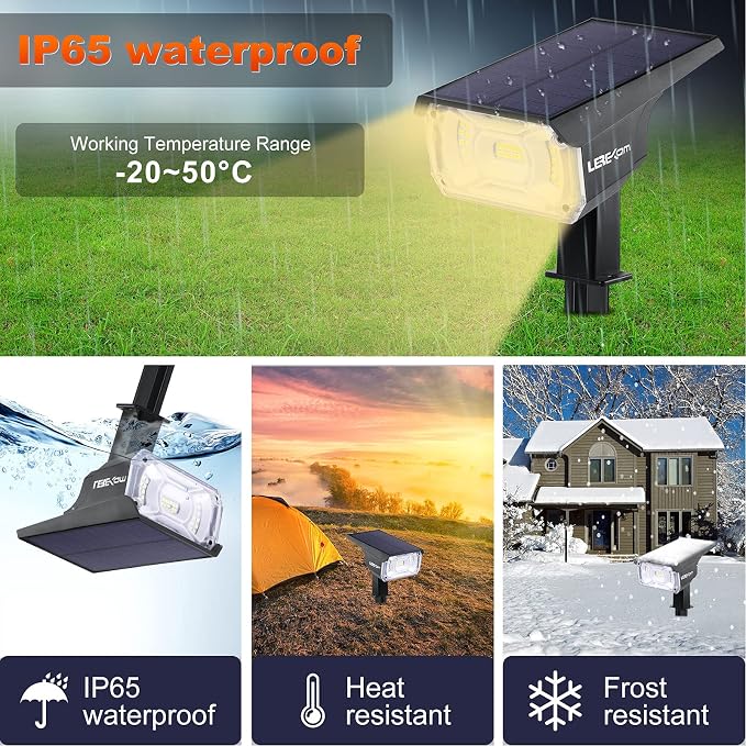 LEREKAM 40 LEDs Spotlights,IP65 Waterproof Solar Powered Landscape Spotlights 2-in-1 Wall Light, Outdoor Landscaping Lights Auto On/Off for Yard Garden 2Pack Warm-White
