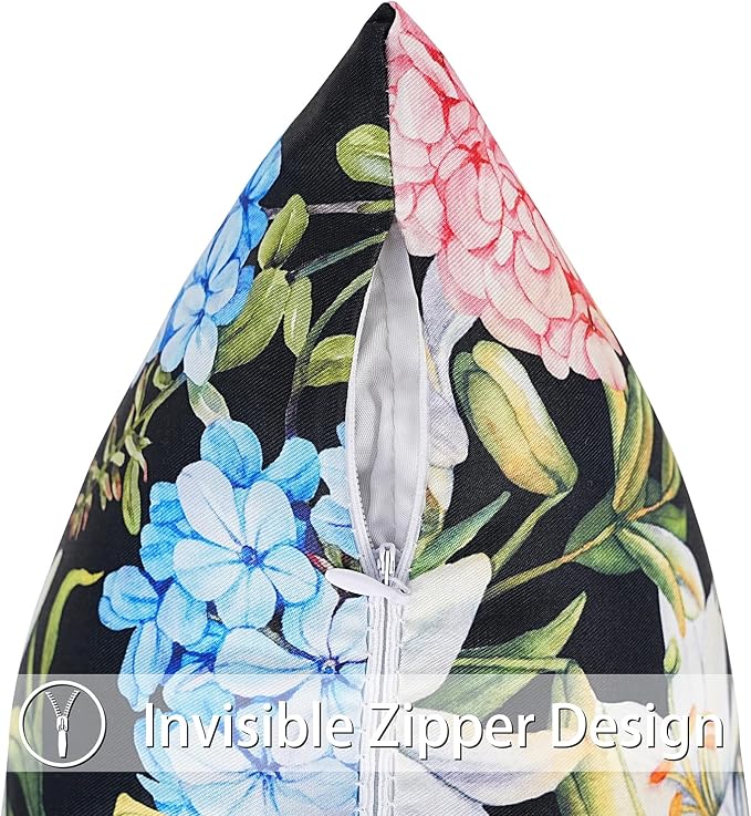Merrycolor Pack of 2 Outdoor Waterproof Throw Pillow Covers 18x18 Summer Blue Pink Hydrangea Floral Decorative Square Pillowcase Outdoor Pillow Covers for Patio Furniture Garden