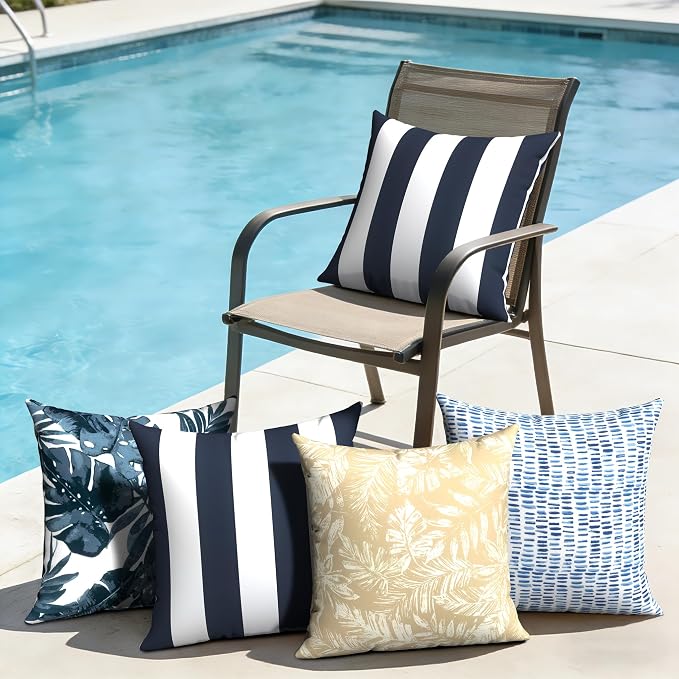 Outdoor Pillow Covers Waterproof 20x20 Inch Set of 2 Tropical Leaf Oat Decorative Outside Patio Furniture Cushion Cases Decor for Porch Garden