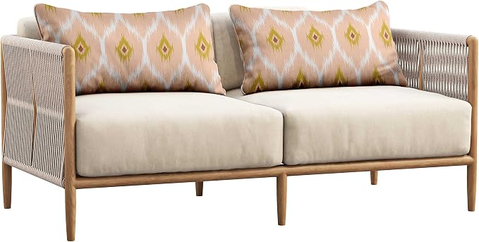 Indoor/Outdoor Polyester Fabric Lumbar Pillow Cover, All-Weather Waterproof Rectangular Cushion Case for Patio Furniture, 16 x 24 Set of 2 - Ikat-12