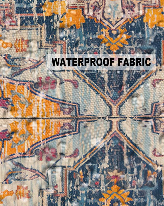 Outdoor Waterproof Pillow Covers Set of 2, Meddle Century Vintage Carpet Mural Pattern Patio Throw Pillow Covers, Decorative Cushion Case for Couch Sofa Furniture Garden, 20x12 Inch