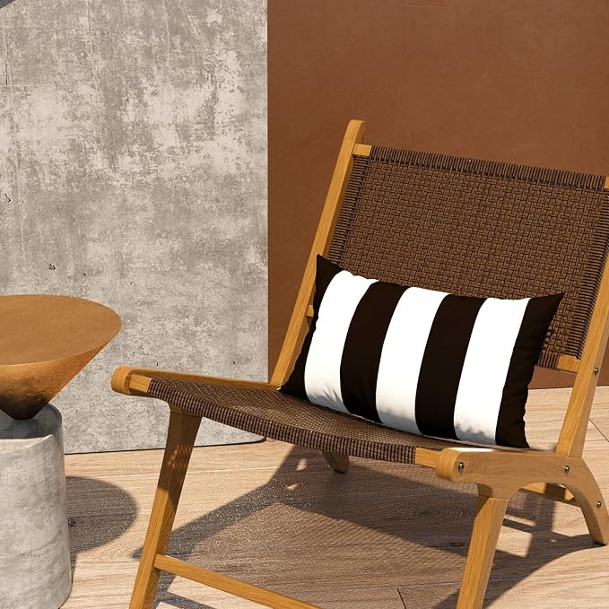 LVTXIII Outdoor/Indoor Lumbar Pillow Case Covers ONLY, 12” x 20” Patio Garden Decorative Lumbar Pillow Covers Pack of 2 for Outdoor Home Patio Furniture Use - Cabana Black
