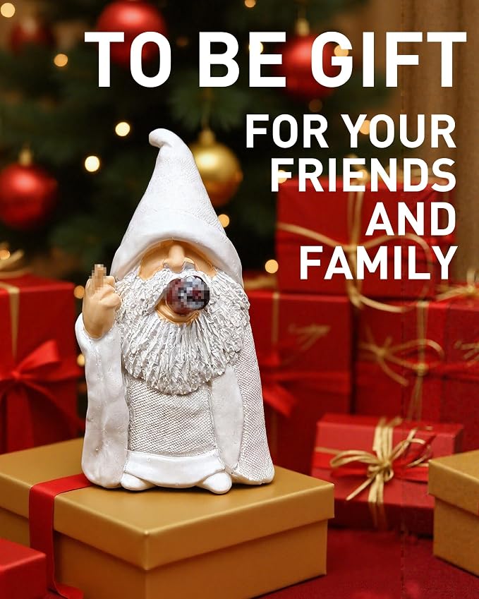 Middle Finger Figurine Decorations for Lawn Yard Balcony Porch Patio Home Ornaments Outdoor，Garden Statue Outdoor, Smoking Wizard Gnome, 5.9 Inch (Statue A)