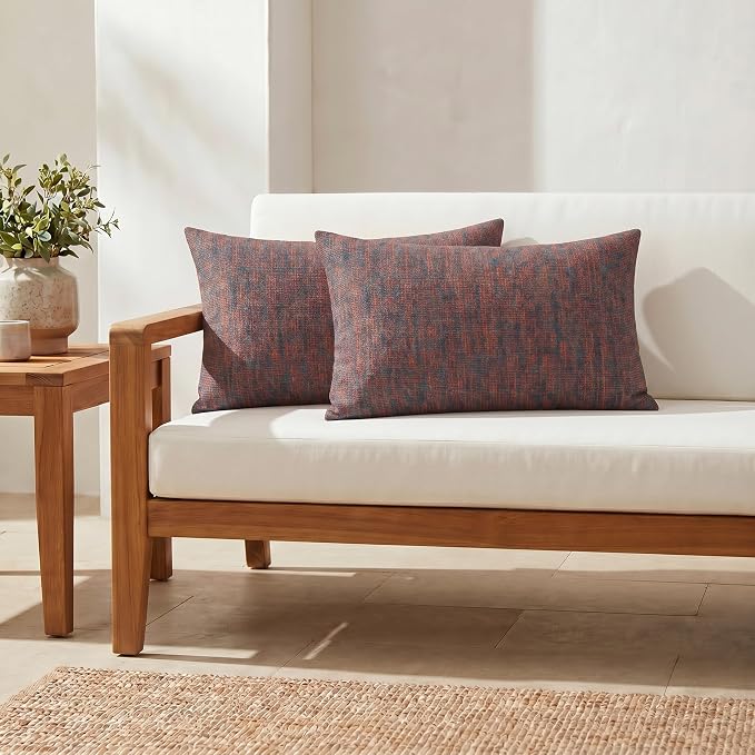 RSH DECOR: Sunbrella Jumbo Lumbar Pillows Set of 2 | 26" x 16" | Water and Fade-Resistant Fabric | Outdoor Pillow Covers with Down-Alternative Inserts | Made in USA (Platform Horizon)
