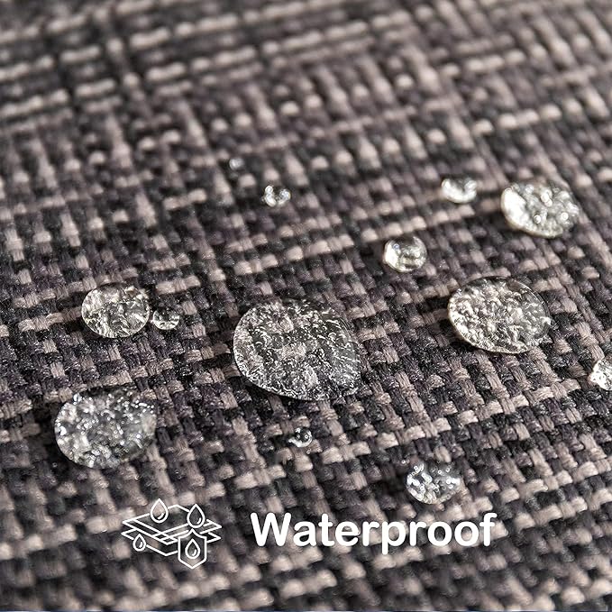 Kevin Textile Outdoor Waterproof 14"x24" Lumbar Pillow Covers 2 Pack, Black | Water Resistant, Faux Linen Yarn-dyed, Woven Texture Throw Pillow Covers for Tent Patio Garden Couch Sofa