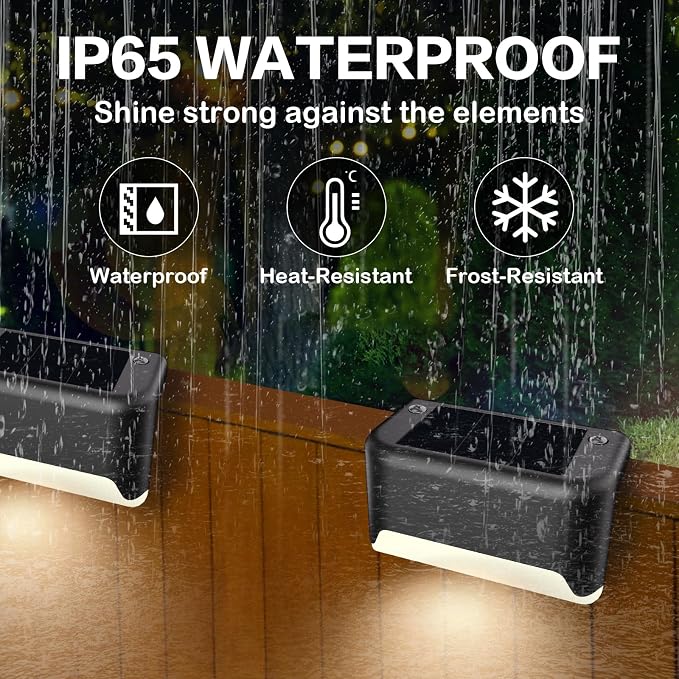BKBB PPBB Solar Deck Lights Outdoor, 20 Pcs Solar Step Lights, Waterproof LED Solar Lights for Outdoor Stairs, Step, Fence, Yard, Patio, Railing, Garden and Pathway