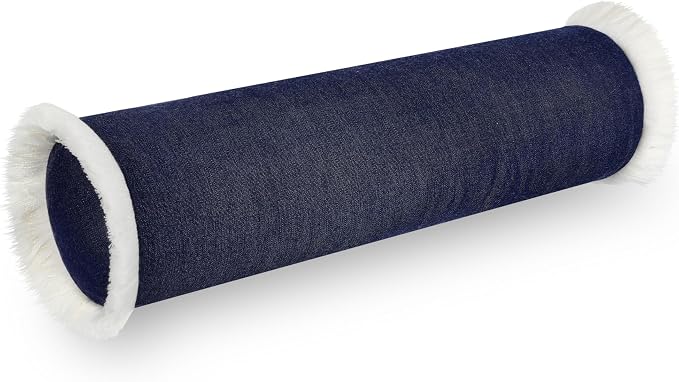 Hofdeco Premium Coastal Hampton Outdoor Performance Bolster Pillow Cover Only, 6"x20" Water Repellent, UV and Fade Resistant for Backyard, Couch, Poolside, Indigo Blue Woven Solid