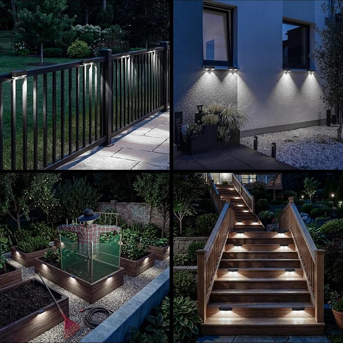 6 Pack Solar Fence Lights Outdoor, Railing Light Solar Powered, IP65 Waterproof Led Deck Solar Lights for Outside Backyard Balcony Porch, Cool White | Railing Light Solar Powered, IP65 Waterproof Led Deck Solar Lights for Outside Backyard Balcony Porch...