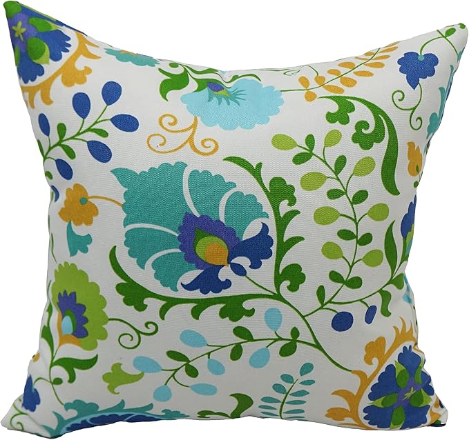 Blazing Needles Outdoor Floral Throw Pillow, 17", Sahalie Opal, 2 Count