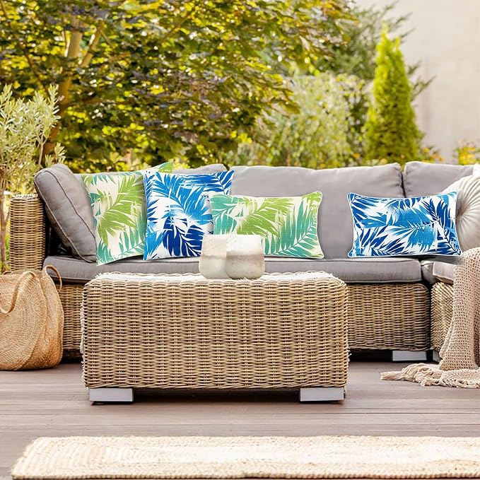 JMGBird Outdoor Pillows Waterproof Outdoor Pillow Covers with Inserts | 18x18 Outdoor Throw Pillow Set of 2 Outdoor Patio Pillows waterproof pillow covers Patio Furniture Pillows