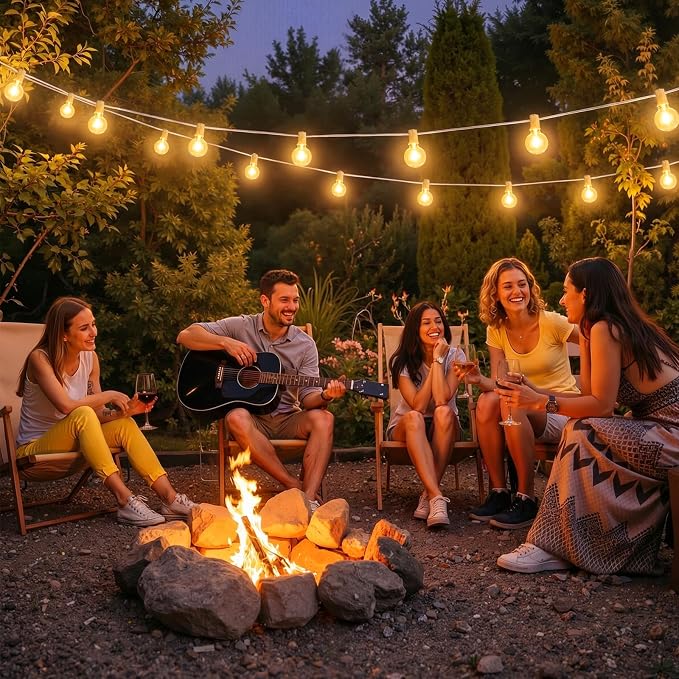 2 Pack 25FT G40 LED Outdoor String Lights with 10+1 Bulbs, White | Waterproof, Shatterproof, Dimmable, Connectable, Energy-saving, Patio Lights Porch Balcony Backyard Party Classroom Decor