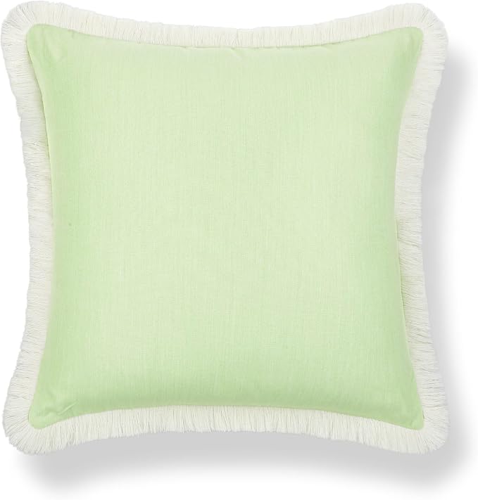 Hofdeco Premium Coastal Hampton Outdoor Performance Throw Pillow Cover Only, 22"x22" Water Repellent, UV and Fade Resistant for Backyard, Couch, Poolside, Grass Green Woven Solid