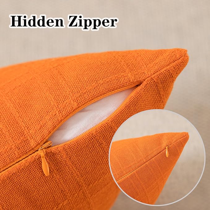 Kevin Textile Outdoor Waterproof 14”x36” Pillow Cover 1 Pack, Orange | Water Resistant, Soft Faux Linen-cotton Yarn-dyed Woven Texture Throw Pillow Covers for Tent Patio Garden Couch Sofa