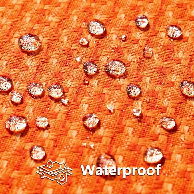 Kevin Textile Outdoor Waterproof 12"x20" Pillow Covers 2 Pack, Orange | Water Resistant Weaving Faux Linen Texture Throw Pillow Covers, Outside Decorative Pillowcases for Garden Patio Balcony Couch
