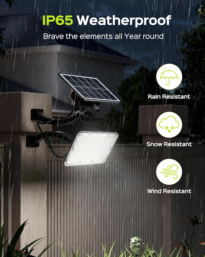 JACKYLED 1000 Lumens 299 LED Solar Lights Outdoor Bright Solar Dusk to Dawn Light, IP65 Waterproof Outdoor Solar Powered Security Flood Light for Wall Porch Shed Barn