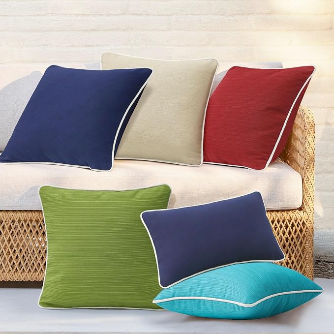 Unimatta Decorative Outdoor Water Repellent Throw Pillows with Inserts, Set of 4, 18" x18" Pillows for Patio, Backyard, Bed, Couch, and Patio Furniture, Red