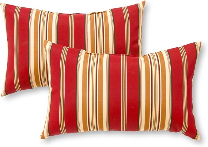 Greendale Home Fashions 2-Pack Outdoor 19x12 inch Rectangle Decorative Throw Pillow, Tuscan Stripe
