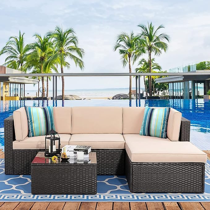 Pyonic Pack of 2 Outdoor Waterproof Throw Pillow Covers Light Blue Pillow Covers Decorative Square Cushion Cases for Patio Furniture Tent Garden Couch,18x18 Inches,Color Stripe