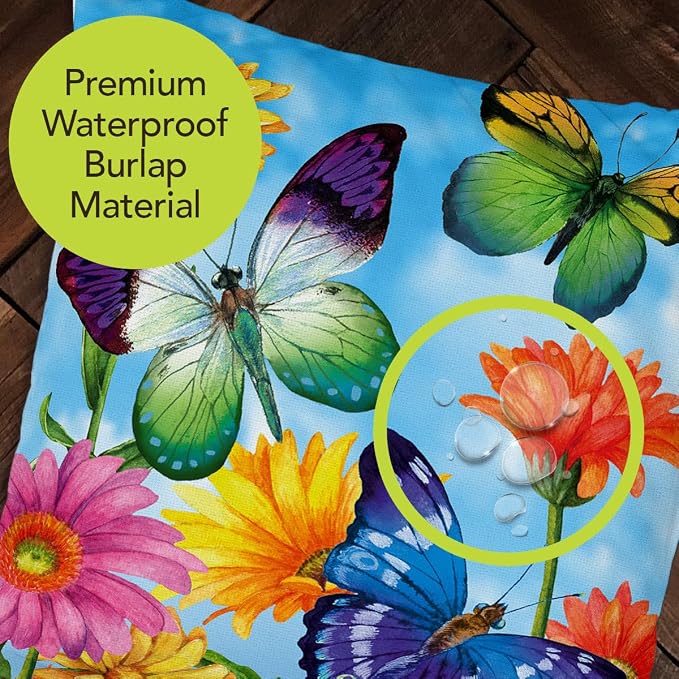 Briarwood Lane Spring Indoor/Outdoor Pillow 17x17 Fluttering Butterflies for Spring Pillow