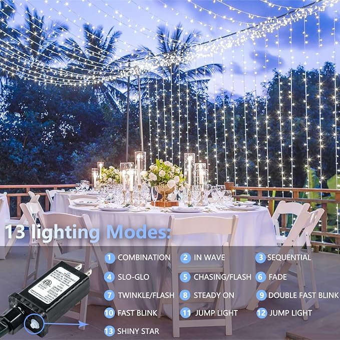 500 LED String Lights, 180FT Super-Long Christmas Lights Outdoor Indoor | Cool White, 13 Modes, Timer, Clear Wire Waterproof Twinkle Fairy Lights Plug in for Bedroom Classroom Patio Xmas Tree Decor