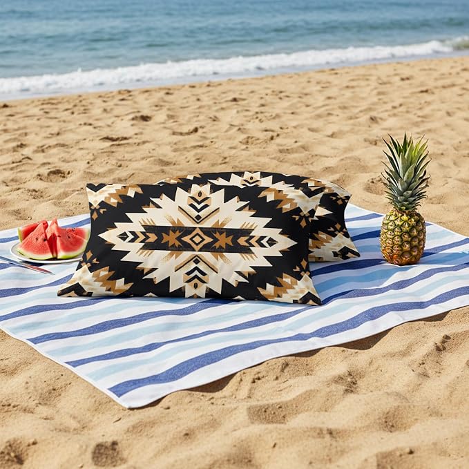 Southwestern Aztec Outdoor Pillow Covers 20x12 Inch Lumbar Pillow Covers Set of 2 Waterproof Decorative Throw Pillow Cases Retro National Style Brown Abstract Cushion Covers for Patio Furniture Garden
