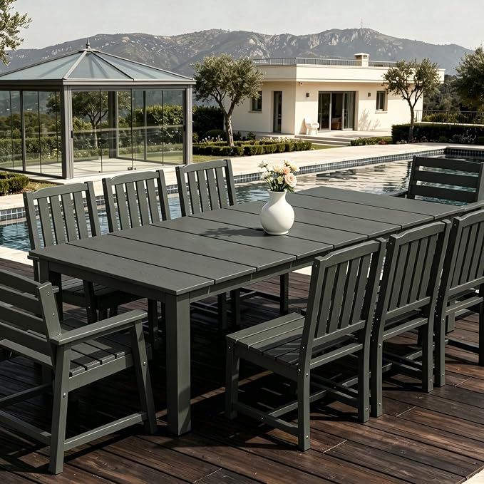 AreShark Patio Dining Chair Set of 2,All Weather HDPE Outdoor Dining Armchairs with Wide Seat and Backrest,Weatherproof Patio Chairs for Garden,Backyard,Deck,Gray