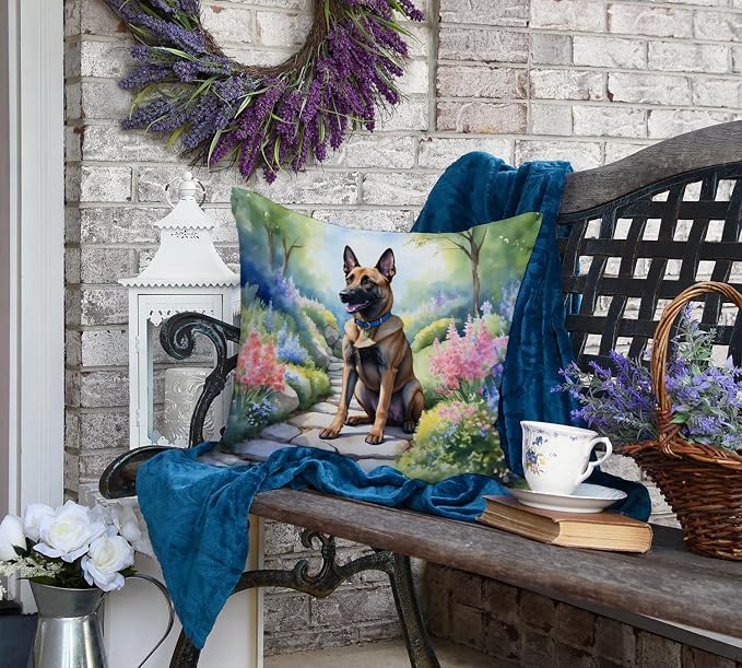 Caroline's Treasures Belgian Malinois Spring Garden Throw Pillow Machine Washable, Indoor Outdoor Decorative Pillow for Couch, Bed or Patio, 18Hx18W