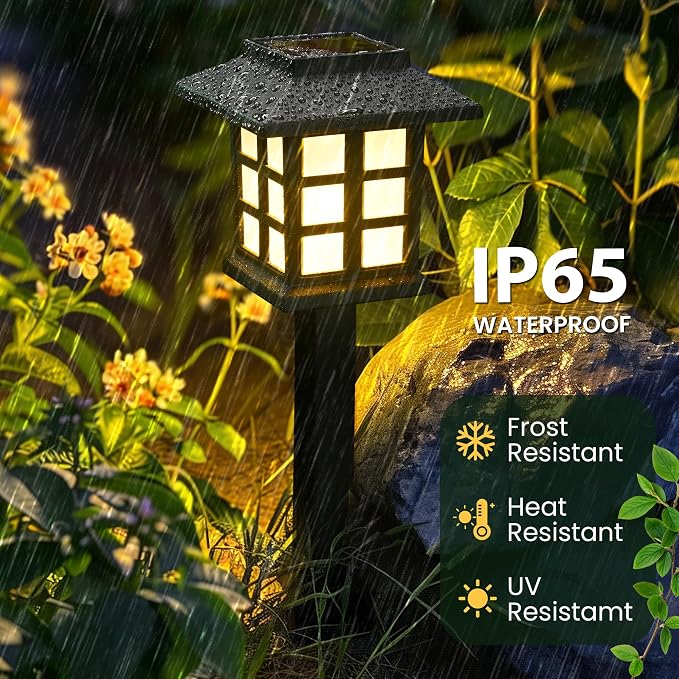 GIGALUMI Solar Lights Outdoor Waterproof 8 Pack, LED Garden Decor | Warm White LED Solar Garden Lights Outdoor Decor, 8 Hours of Landscape Lighting for Garden