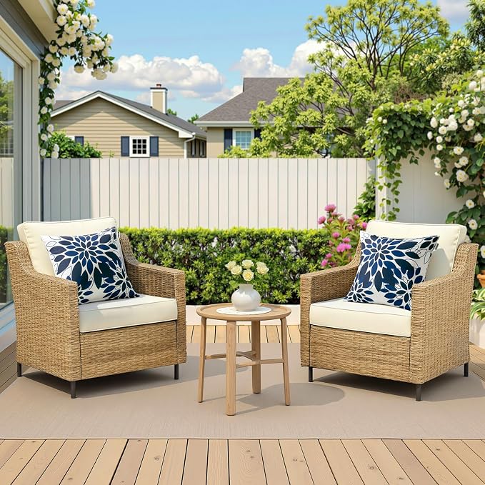 Floral Outdoor Pillow Covers Navy Blue 18x18 Set of 2 | Waterproof Throw Pillow Cases Spring Decorative Summer Cushion Covers for Patio Furniture Garden Bench Porch Sofa