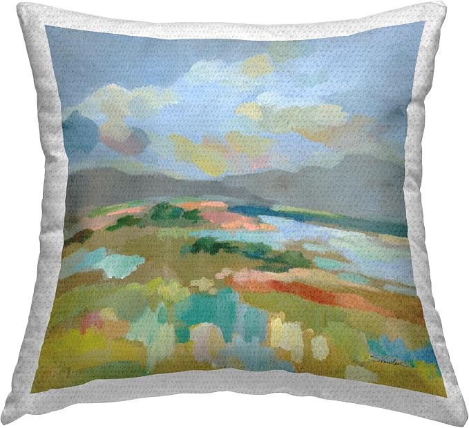 Stupell Industries | Mountain Meadow Abstract View, 18 x 18 | Outdoor Pillow, Made in USA - By Silvia Vassileva