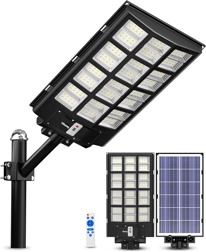 Solar Street Lights Outdoor,Of-5600W Commercial Parking Lot Light | Solar Flood Light, LED Area Light with Motion Sensor, Dusk to Dawn, Remote Control for Security Lighting in Streets, Barns