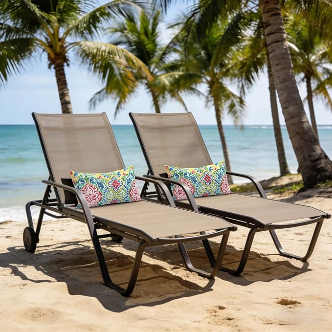 LVTXIII Set of 2 Patio Lumbar Pillows, 12" x 20" Fade Resistant Outdoor Lumbar Pillow with Inners, Fluffy Decorative Garden Lumbar Cushions for Home Patio Coach Sofa Use, Damask Red