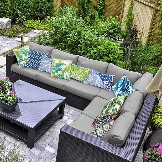 JMGBird Outdoor Patio Pillows Waterproof Outdoor Pillow Covers with Inserts | 12x20 Pillow Insert Outdoor Lumbar Pillows Weather Resistant Throw Pillows for Patio Furniture