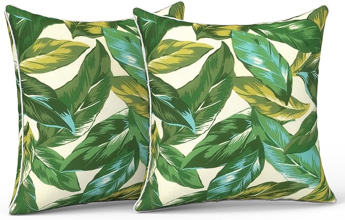 LVTXIII Outdoor Throw Pillow Covers Pack of 2 Patio Waterproof Pillow Cases Fade Resistant Accent Pillow Covers for Home and Garden Furniture Decoration, 18"x18", Lush Leaf Jungle