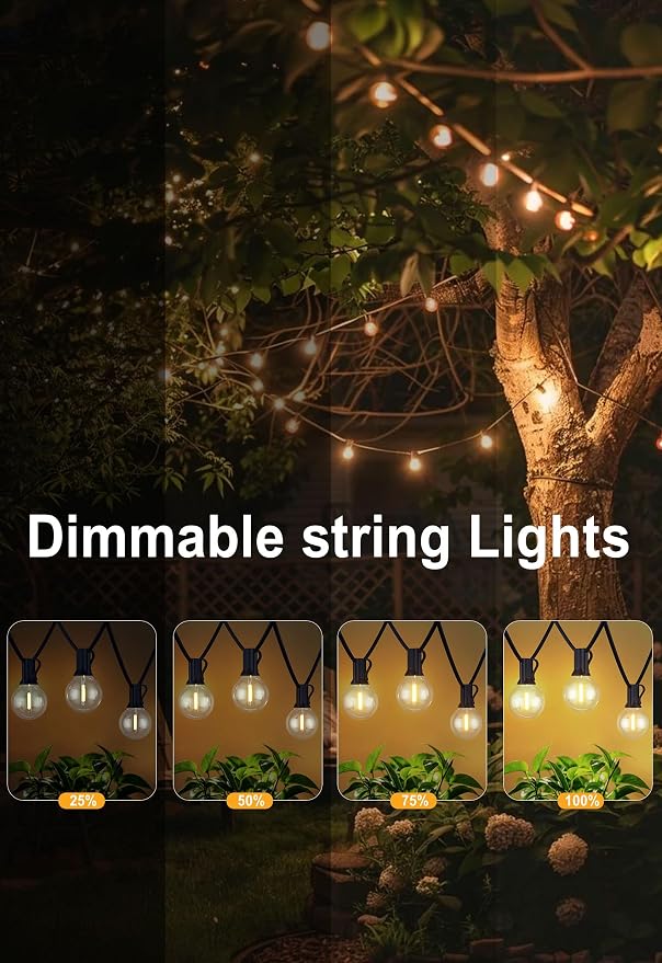 Outdoor String Lights 300FT Wateproof Outside Lighting for Patio Backyard | 154 Plastic Dimmable G40 Globe Bulbs,2-Pack 150FT Connectable Outdoor Lights for Porch Bistro Garden Gazebo Balcony Yard Cafe