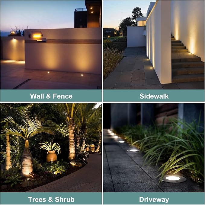 Low Voltage Landscape LED Well Lights, 12V in Ground Lights Outdoor IP67 Waterproof, 5" Tall Wired Landscape Up Lighting, Included Replaceable 5W 2700K MR16 Bulb Dimmable, 6 Pack