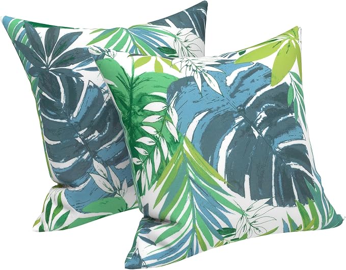 LVTXIII Outdoor Pillows 20x20 Inch, 2 Pack Large Decorative Square Throw Pillows with Inserts for Couch, Bed, Floor Seating, Patio Furniture, Islamorada Blue Green