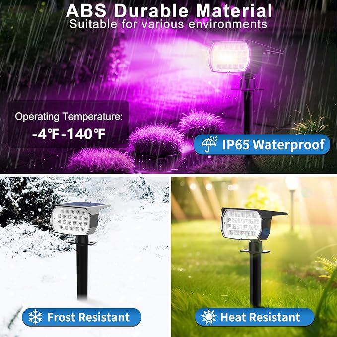 Tadyreal Solar Color Changing Spot Lights Outdoor Waterproof Colored RGB Solar Powered Landscape Lights for Yard 7 Lighting Modes Multicolor Solar Spotlights for Pathway Garden Outside (10 Pack)